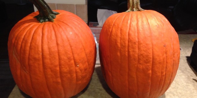2 large Jack Lantern pumpkins