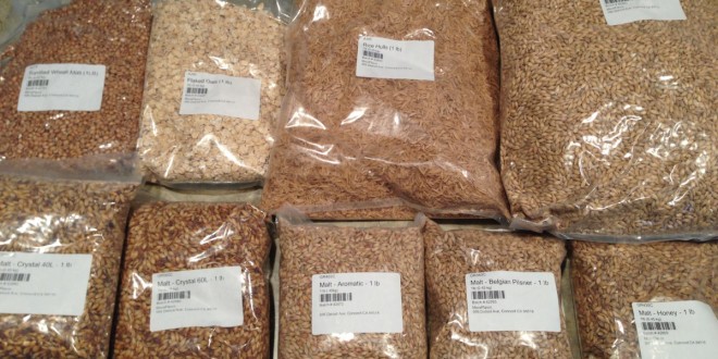 Assorted grains for making beer
